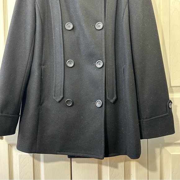 J. Crew Black Wool Blend Double Breasted Peacoat Womens Size 10 - Picture 4 of 10